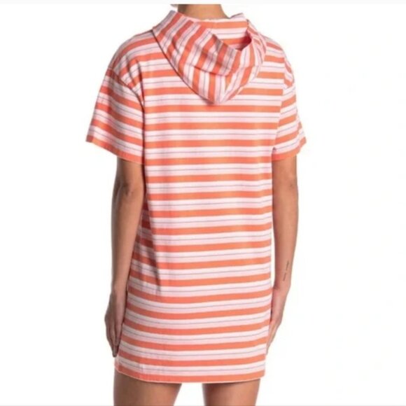 Abound striped hooded t shirt dress orange and white Size XS - Picture 2 of 9